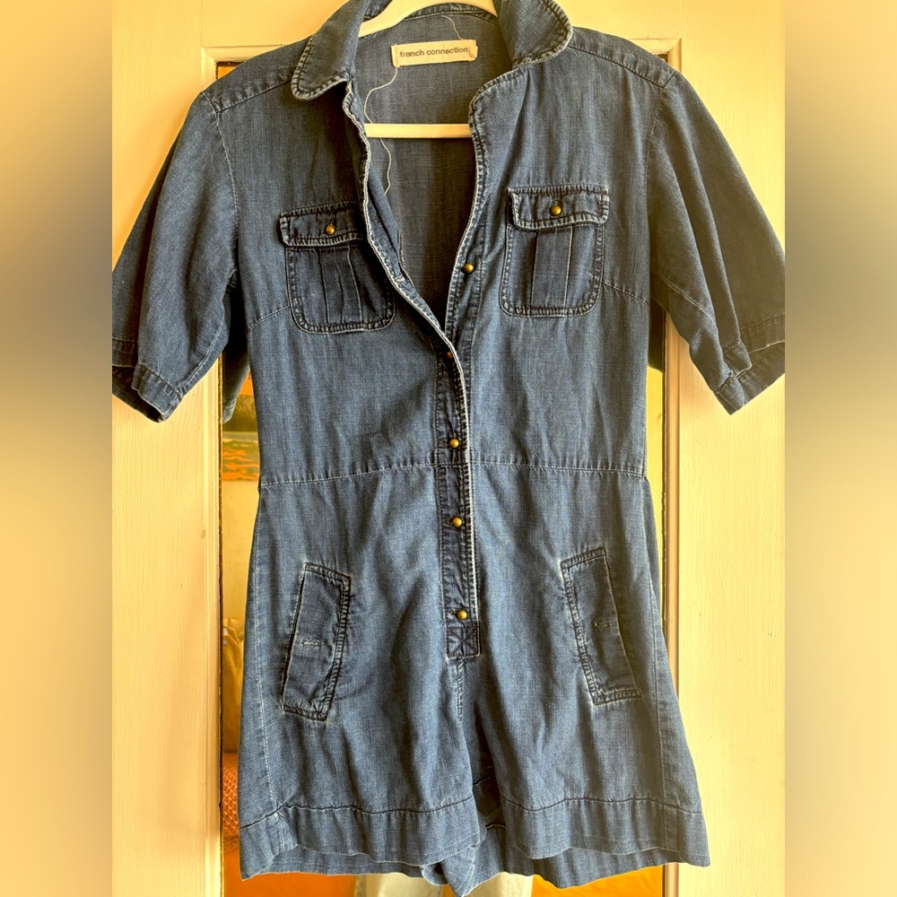 Vintage denim short jumpsuit